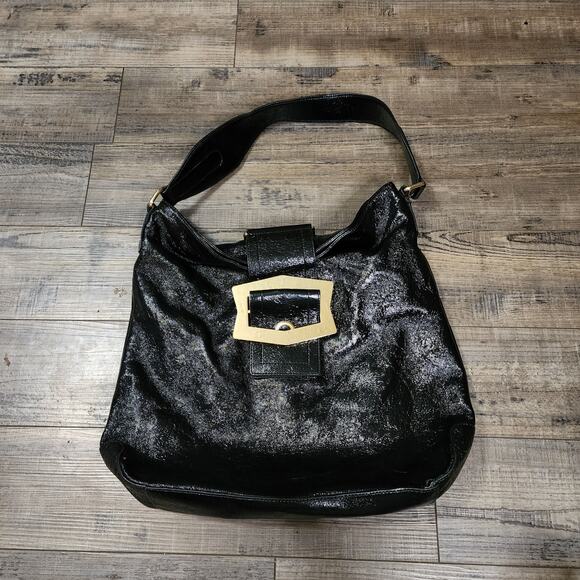 Hobo International Black Shiny shoulder bag purse - Picture 1 of 10
